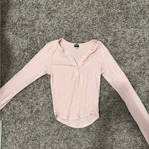 BDG Urban Outfitters Light Pink Long Sleeve Henley Top